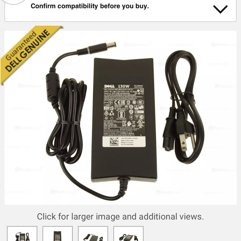 Dell Black 130W Power Supply